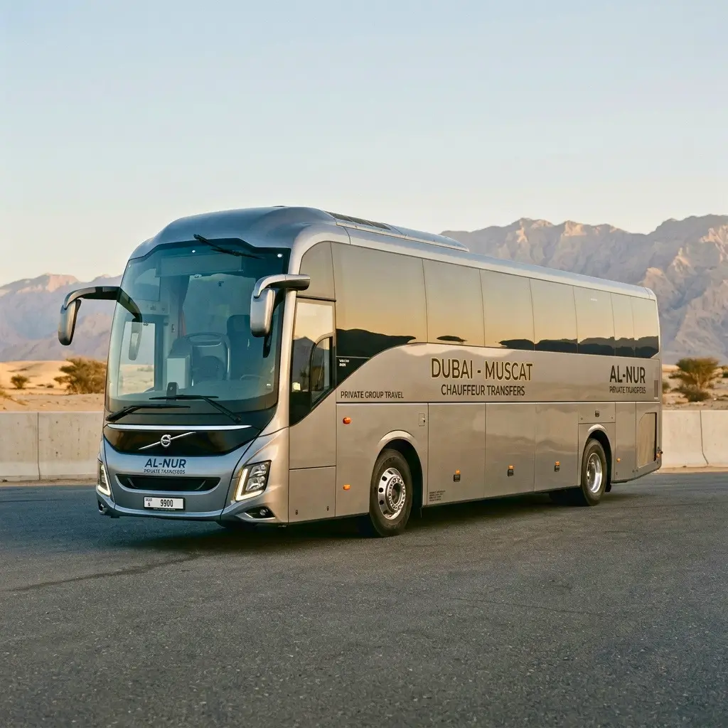 Toyota Coaster and larger buses for Dubai to Muscat group transfers