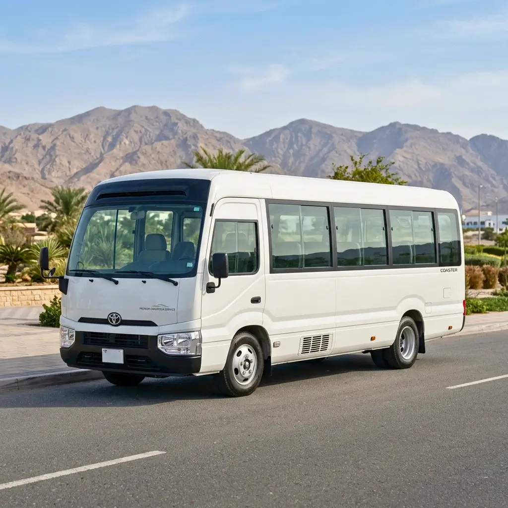 Coaster and bus transport for group resort transfer
