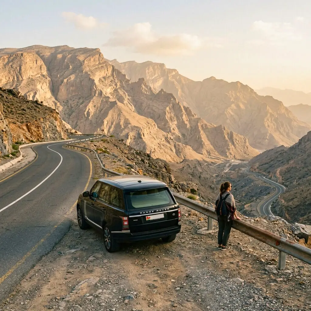 Cinematic open highway from Dubai to Oman