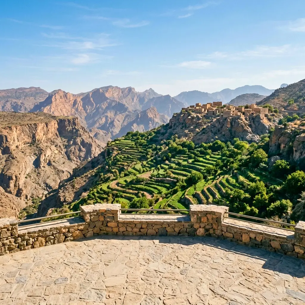 Dubai to Jebel Akhdar transfer route landscape