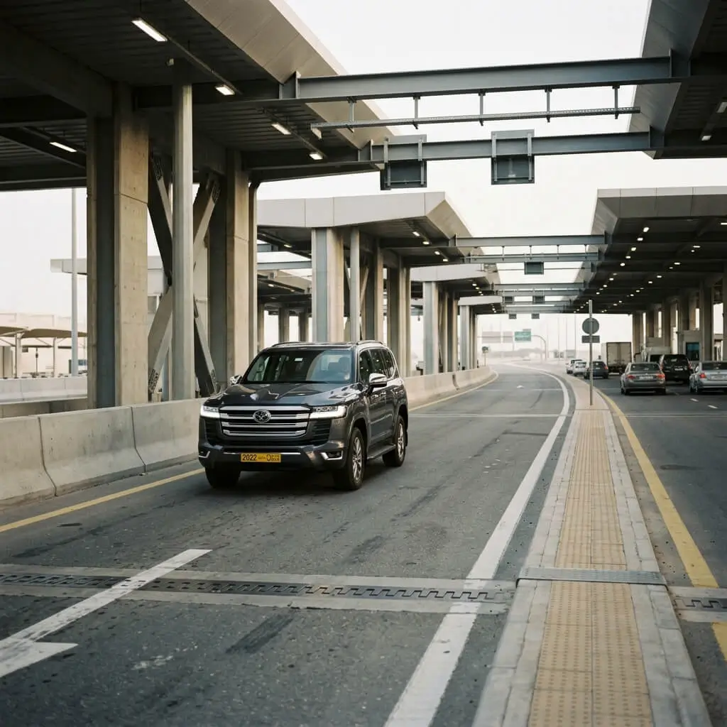 Authentic border security crossing gate corridor
